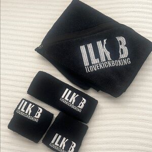 ILKB Black Fitness Towel and Wristbands Set